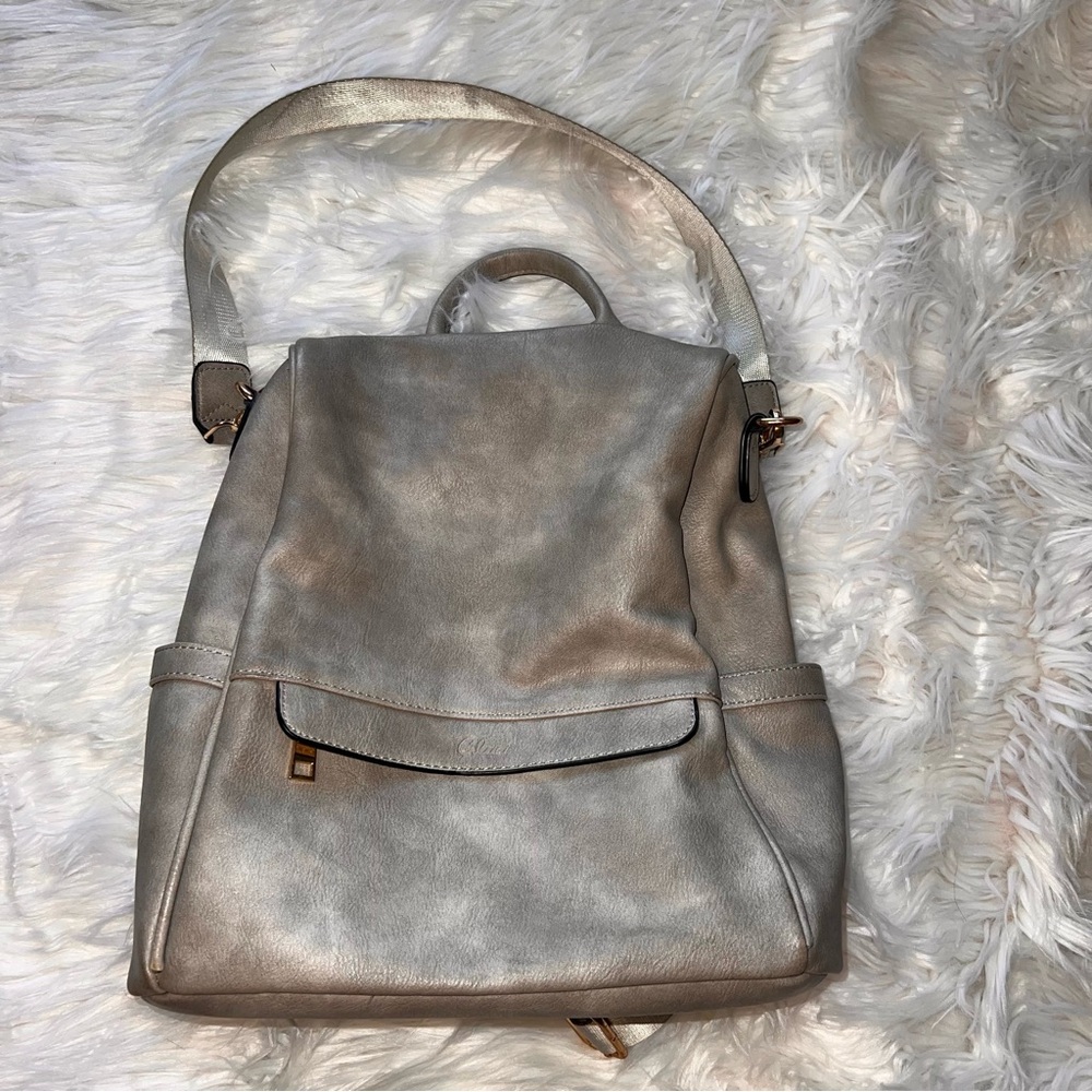 Elegant Gray Backpack Purse Combo